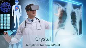  Presentation with radiologie - Audience pleasing PPT layouts consisting of radiologie - doctor examining x-ray images using backdrop and a sky blue colored foreground