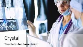  Presentation with radiologie - Audience pleasing PPT theme consisting of radiologie - two female women medical doctors backdrop and a  colored foreground