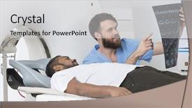  Presentation with scanner - PPT theme with radiologist showing x-ray background and a light gray colored foreground