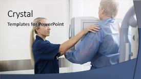  Presentation with radiologist - Slide set featuring radiologist taking xray of mature background and a white colored foreground