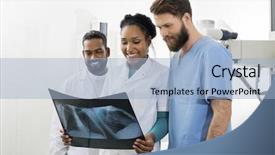  Presentation with examination - Beautiful presentation design featuring radiologists examining chest x-ray backdrop and a  colored foreground