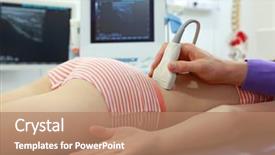  Presentation with diagnosis - Presentation design featuring children radiology - girl's lower back diagnosis carried background and a coral colored foreground