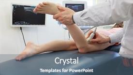  Presentation with diagnosis - Presentation theme featuring children radiology - ultrasound of girl's knee-joint background and a ocean colored foreground