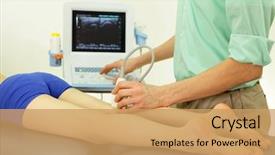  Presentation with diagnosis - PPT layouts having children radiology - ultrasound of kid's knee-joint background and a yellow colored foreground