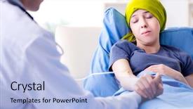  Presentation with cancer - Colorful presentation enhanced with radiology breast - cancer patient visiting doctor backdrop and a  colored foreground