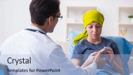  Presentation with doctor and patient medical consultation - Slide set featuring radiology breast - cancer patient visiting doctor background and a light blue colored foreground