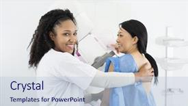  Presentation with radiology - PPT layouts consisting of radiology breast - female doctor assisting woman undergoing background and a lemonade colored foreground