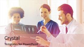  Presentation with radiology - Audience pleasing slides consisting of radiology people and medicine concept backdrop and a  colored foreground