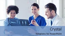  Presentation with radiology - Slide deck with radiology people and medicine concept background and a teal colored foreground