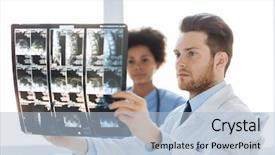  Presentation with spine surgery - Presentation theme consisting of radiology surgery health care people background and a light blue colored foreground