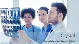  Presentation with spine surgery - Cool new PPT layouts with radiology surgery health care people backdrop and a light blue colored foreground