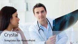  Presentation with confident - Theme consisting of doctors analyzing an x-ray background and a light blue colored foreground