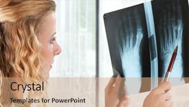  Presentation with x ray equipment for medical - Cool new PPT theme with imaging equipment - medical doctor analysing x-ray photography backdrop and a  colored foreground