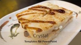  Presentation with snacks - Beautiful presentation theme featuring radish-cake-food-taiwanese-famous backdrop and a coral colored foreground