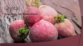  Presentation with wooden - Amazing PPT theme having radish-taproots-on-the-wooden backdrop and a coral colored foreground