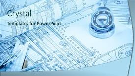  Presentation with industrial textile industry yarn spools - PPT theme featuring radius - industrial drawing detail and several background and a sky blue colored foreground