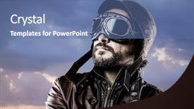  Presentation with hat - Presentation design consisting of raf - aviator with glasses and vintage background and a ocean colored foreground