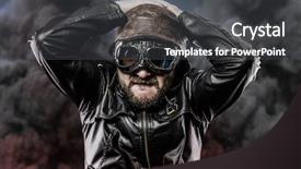  Presentation with pilot - Audience pleasing PPT theme consisting of raf - pilot with glasses and vintage backdrop and a dark gray colored foreground