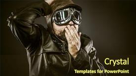  Presentation with pilot - Presentation theme consisting of raf - surprised fighter pilot with hat background and a wine colored foreground