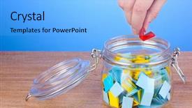  Presentation with raffle - PPT theme with raffle - hand throwing piece of paper background and a light blue colored foreground