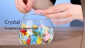  Presentation with raffle - Theme enhanced with raffle - hands holding piece of paper background and a light blue colored foreground