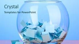  Presentation with lottery - Amazing slide deck having raffle - pieces of paper for lottery backdrop and a sky blue colored foreground