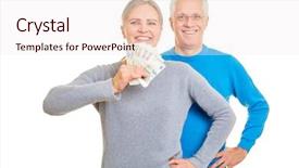  Presentation with raffle - Slide deck featuring raffle - senior couple as money winner background and a sky blue colored foreground