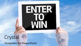  Presentation with raffle - Cool new presentation design with raffle - tablet pc with text enter backdrop and a light blue colored foreground