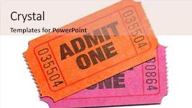  Presentation with raffle ticket - Beautiful presentation theme featuring raffle - two admit one ticket isolated backdrop and a coral colored foreground