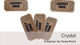 Presentation with raffle - Amazing PPT theme having raffle - vintage admit one tickets close backdrop and a light gray colored foreground