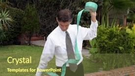  Presentation with raffle ticket - PPT theme featuring raffle ticket - business man is overwhelmed background and a tawny brown colored foreground