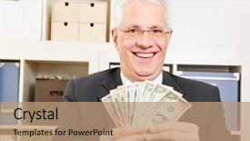  Presentation with bills - Amazing PPT layouts having raffle winner - happy eldery business man backdrop and a  colored foreground
