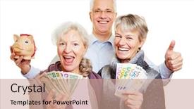  Presentation with raffle - Amazing slide set having raffle winner - happy senior people with euro backdrop and a coral colored foreground