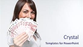  Presentation with money transfer applications - Beautiful slides featuring raffle winner - money backdrop and a sky blue colored foreground