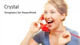  Presentation with raffle - Cool new presentation theme with raffle winners - young woman on the phone backdrop and a white colored foreground