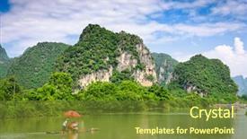  Presentation with china washing powder - Slides featuring raft building - guilin guangxi china karst mountains background and a tawny brown colored foreground