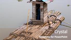  Presentation with simple - PPT theme featuring raft building - simple floating bathroom in kalimantan background and a coral colored foreground