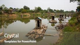  Presentation with floating - Beautiful theme featuring raft building - simple floating bathrooms in kalimantan backdrop and a violet colored foreground