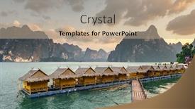  Presentation with lake - PPT layouts consisting of raft-houses-on-cheow-lan background and a coral colored foreground