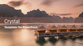  Presentation with lake - Theme consisting of raft-houses-on-cheow-lan background and a violet colored foreground