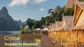  Presentation with lake - Slide deck enhanced with raft-houses-on-cheow-lan background and a tawny brown colored foreground