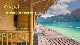  Presentation with lake - PPT theme consisting of raft-houses-on-cheow-lan background and a tawny brown colored foreground