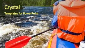  Presentation with boat river - Cool new PPT layouts with rafters in a rafting boat backdrop and a tawny brown colored foreground
