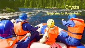  Presentation with rafting - PPT layouts consisting of rafters in a rafting boat background and a tawny brown colored foreground