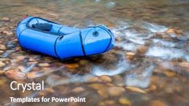  Presentation with expedition - Beautiful slides featuring rafting - blue pacraft one-person light raft backdrop and a violet colored foreground