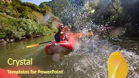  Presentation with pure splash water - Theme consisting of rafting - canoe water joy splashes fun background and a tawny brown colored foreground