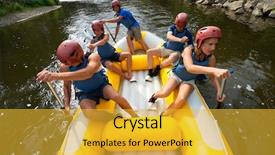 Presentation with rafting - PPT theme with rafting - group of friends background and a yellow colored foreground