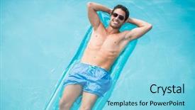  Presentation with swimming pool - Audience pleasing presentation theme consisting of rafting - high angle view of shirtless backdrop and a light blue colored foreground
