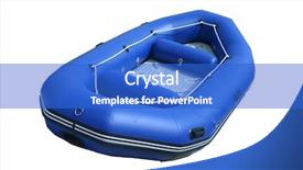  Presentation with boat - Theme enhanced with rafting - isolated inflatable boat on white background and a cobalt blue colored foreground