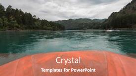  Presentation with boating - Amazing presentation theme having rafting and boating on the katun river in the altai in russia first-person view backdrop and a coral colored foreground